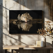 Canvas Art Print Leopard drinking