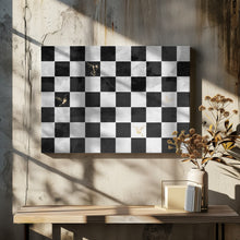 Art Prints of Checkerboard with gold hummingbirds