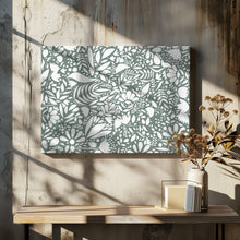 Art Prints of Scandi green white pattern