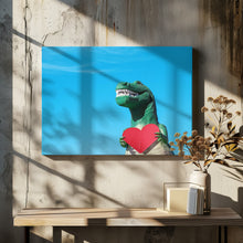 Art Prints of Tyrannosaurus Rex with a Red Paper Heart