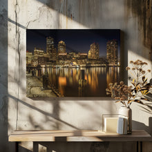 Art Prints of BOSTON Fan Pier Park &amp; Skyline at night