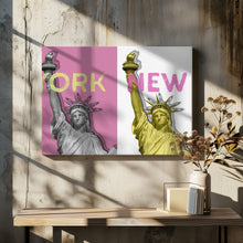 Art Prints of POP ART Statue of Liberty | pink &amp; yellow