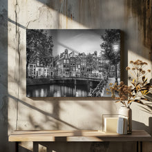 Art Prints of AMSTERDAM Idyllic impression from Singel - Monochrome