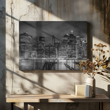 Art Prints of NEW YORK CITY Monochrome Nightscape | Panoramic