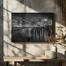 Art Prints of Manhattan Monochrome Skyline after Sunset