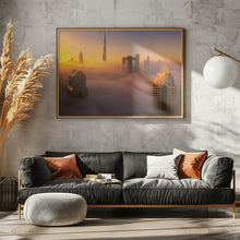 Art Prints of Dubai foggy sunrise in the city A738873