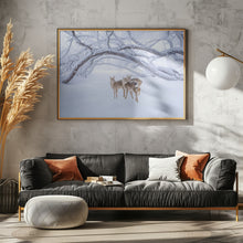 Canvas Art Print Deers' Walk in Snow