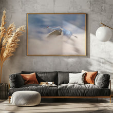 Canvas Art Print Sandhill Crane Flying in Clouds