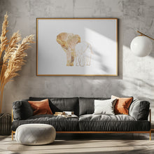 Art Prints of Gold Elephant Line art Silhouettes 4