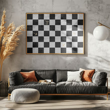 Art Prints of Checkerboard with gold hummingbirds