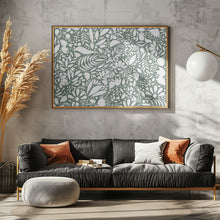 Art Prints of Scandi green white pattern