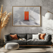 Art Prints of Parker Orange Doors and Breezeblock Wall