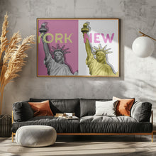 Art Prints of POP ART Statue of Liberty | pink &amp; yellow