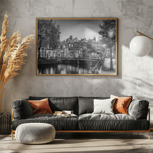 Art Prints of AMSTERDAM Idyllic impression from Singel - Monochrome