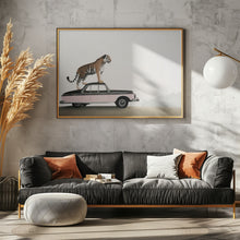 Art Prints of Tiger om a car roof