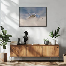 Canvas Art Print Sandhill Crane Flying in Clouds