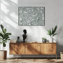 Art Prints of Scandi green white pattern