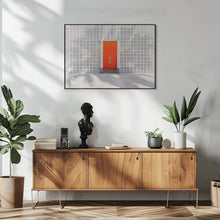 Art Prints of Parker Orange Doors and Breezeblock Wall