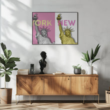 Art Prints of POP ART Statue of Liberty | pink &amp; yellow