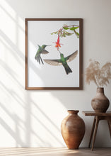 Art Prints of Two hummingbirds at a flower