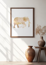 Canvas Art Print White Gold Elephants