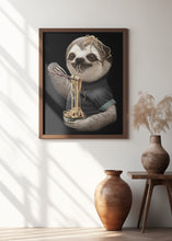 Canvas Art Print SLOTH EATING NOODLE