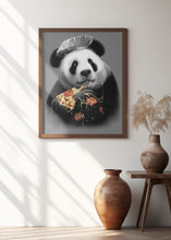 Canvas Art Print panda loves pizza