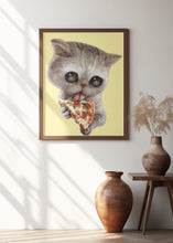 Canvas Art Print cat loves pizza