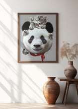 Canvas Art Print cat on panda bear