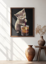 Canvas Art Print cat and soft drink