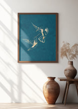 Art Prints of Gold Hummingbird Line art Silhouettes 3