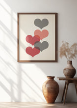 Art Prints of Mid century hearts in red