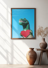 Art Prints of Tyrannosaurus Rex with a Red Paper Heart