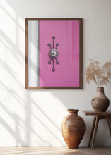 Art Prints of Pink Door with a Mid-Century Modern Handle