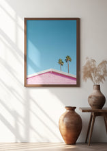 Art Prints of Pink Roofline with Palm Trees