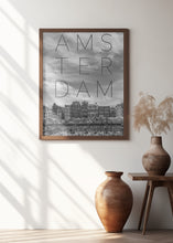 Art Prints of AMSTERDAM Singel Canal with Flower Market | Text &amp; Skyline