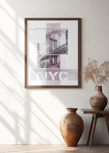 Art Prints of Poster Art NYC Manhattan Bridge | pink marble