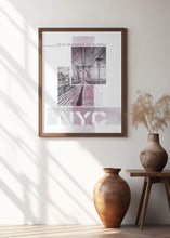 Art Prints of Poster Art NYC Brooklyn Bridge | pink marble