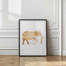 Canvas Art Print White Gold Elephants