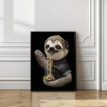 Canvas Art Print SLOTH EATING NOODLE