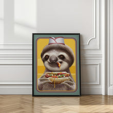 Canvas Art Print SLOTH SELLING HOTDOGS