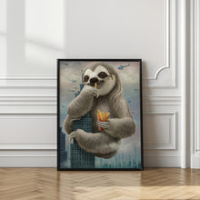 Art Prints of sloth climbing a building