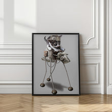 Canvas Art Print cat on robot