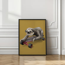 Canvas Art Print sloth on skateboard