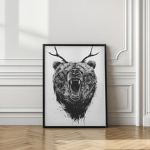 Canvas Art Print Angry bear with antlers