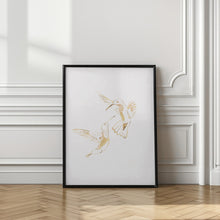 Art Prints of Gold Hummingbird Line art Silhouettes 4