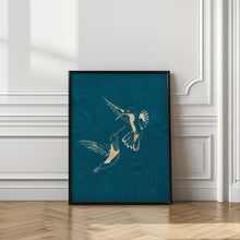 Art Prints of Gold Hummingbird Line art Silhouettes 3