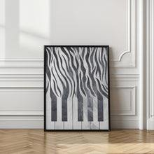 Art Prints of Zebra piano print music black concrete