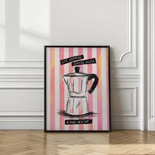 Art Prints of Mocca Coffee on Stripes - Hug in a Cup