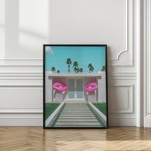 Art Prints of Mid-Century Modern House with Pink Lips